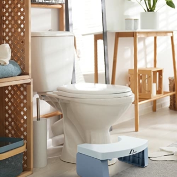 Amazy Toilettenhocker (blau) | Klo Stuhl für Erwachsene zur erleichterten Darmentleerung + Vorbeugung von Verstopfung, Hämorrhoiden, Pressschmerz, Blähungen und Reizdarm auf Toilette & WC - 5
