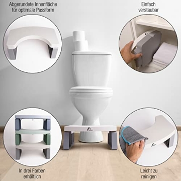 Amazy Toilettenhocker (klappbar, weiß) | Klo Stuhl für Erwachsene zur erleichterten Darmentleerung + Vorbeugung von Verstopfung, Hämorrhoiden, Pressschmerz, Blähungen und Reizdarm auf Toilette & WC - 2