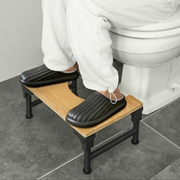 Bambus-WC-Hocker, Eisen, 17,8 cm & 22,9 cm, verstellbare Höhen, faltbar, WC-Hilfe, Kot-Treppe mit rutschfester Schicht für Erwachsene, Kinder, schwangere Frauen, Badezimmer, neues Upgrade - 7