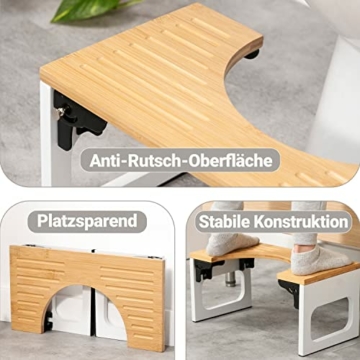 Benkstein® Toilettenhocker Erwachsene - Toilettenhocker Holz - Klohocker Toiletten Hocker - WC Hocker - Squatty Potty - Hocker Toilette Bambus - Toilettenhocker klappbar - WC Hocker Erwachsene faltbar - 3