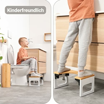 Benkstein® Toilettenhocker Erwachsene - Toilettenhocker Holz - Klohocker Toiletten Hocker - WC Hocker - Squatty Potty - Hocker Toilette Bambus - Toilettenhocker klappbar - WC Hocker Erwachsene faltbar - 6