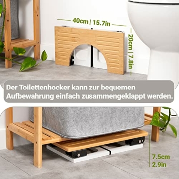 Benkstein® Toilettenhocker Erwachsene - Toilettenhocker Holz - Klohocker Toiletten Hocker - WC Hocker - Squatty Potty - Hocker Toilette Bambus - Toilettenhocker klappbar - WC Hocker Erwachsene faltbar - 7