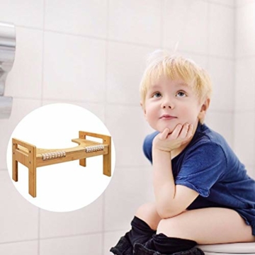 DonLucancy Verstellbarer Toilettenhocker aus Bambus －Non Slip Bathroom Sit Squatty Toilet Potty Hocker Stuhl Fußhocker - 2