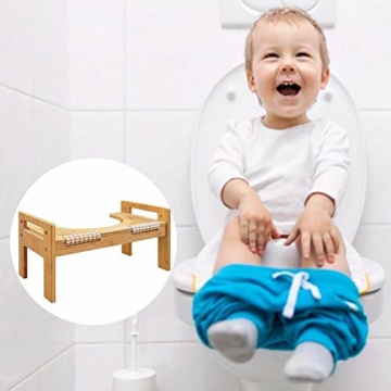 DonLucancy Verstellbarer Toilettenhocker aus Bambus －Non Slip Bathroom Sit Squatty Toilet Potty Hocker Stuhl Fußhocker - 3