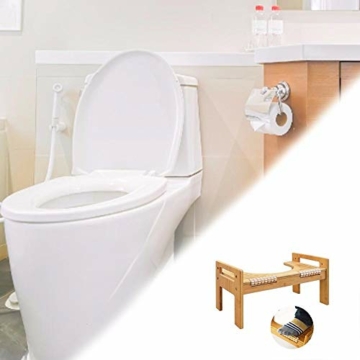 DonLucancy Verstellbarer Toilettenhocker aus Bambus －Non Slip Bathroom Sit Squatty Toilet Potty Hocker Stuhl Fußhocker - 5