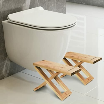 Holz Toilettenhocker, Squatty Potty for Adults Faltbare Holz-Fußstütze für WC-Töpfchen-Hocker für Badezimmer, rutschfeste Hocker-Toilettenhocker für das Badezimmer von Erwachsenen zu Hause - 2