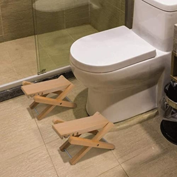 Holz Toilettenhocker, Squatty Potty for Adults Faltbare Holz-Fußstütze für WC-Töpfchen-Hocker für Badezimmer, rutschfeste Hocker-Toilettenhocker für das Badezimmer von Erwachsenen zu Hause - 3