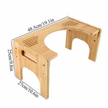 Holz Toilettenhocker, WC Hocker Kinder Toilettenhilfe Höhenverstellbar 18-24 cm Tritthocker Dicker Bambus mit rutschfeste Polsterbehandlung für Ältere Menschen Schwangere 48,5 x 27 x 25 cm - 6