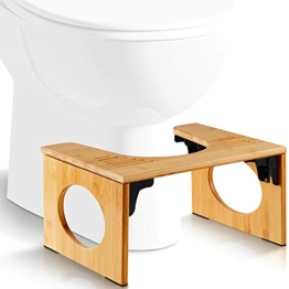 Klappbarer Toilettenhocker aus Bambus - Physiologische Fußstütze aus Holz - Klappbarer WC-Hocker - Anti-Verstopfung, von Ärzten empfohlen - 1
