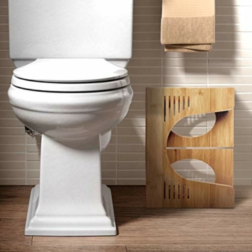 Klappbarer Toilettenhocker aus Bambus - Physiologische Fußstütze aus Holz - Klappbarer WC-Hocker - Anti-Verstopfung, von Ärzten empfohlen - 4