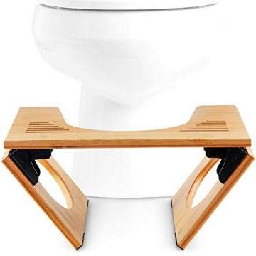 Klappbarer Toilettenhocker aus Bambus - Physiologische Fußstütze aus Holz - Klappbarer WC-Hocker - Anti-Verstopfung, von Ärzten empfohlen - 7