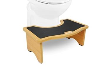 KMINA - Toilettenhocker Holz (18,5 cm groß), WC Hocker für Senioren, rutschfest Klohocker Holz, Fußstütze für Toilette, Hocker für Toilettengang, Toilettenhocker Erwachsene, Trittbrett WC - 1
