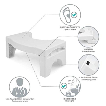 LOMOS Faltbarer Badezimmer WC- & Toilettenhocker „Vital“ in weiß (41x22x17cm) - 2