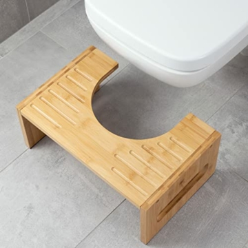 Navaris Bambus Toilettenhocker WC Hocker - Toiletten Fußbank aus Holz - Anti Verstopfung - Fußstütze für Erwachsene und Kinder - Klohocker antibakteriell - 2