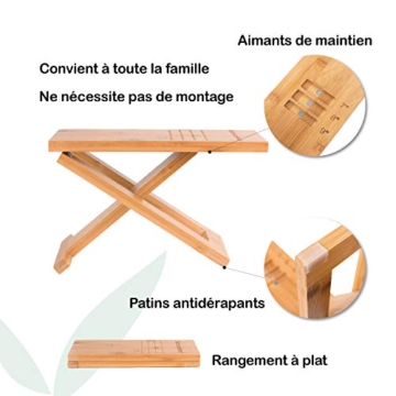 Physiologischer Toilettenhocker aus Bambus – Fußhocker aus Holz zusammenklappbar - Klapp- und Designfußstütze - gesunde Sitzhaltung auf Toilette gegen Verstopfung - Von Ärzten empfohlen - 2