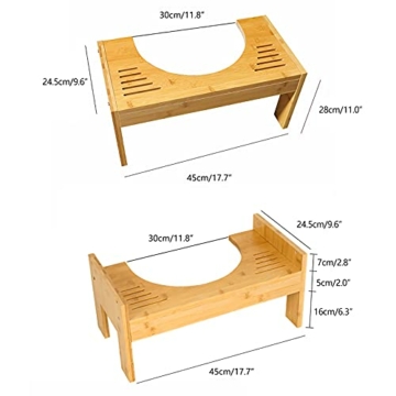 Physiologischer Toilettenhocker aus Bambus, WC-Trittbrett aus Holz, Klohocker Tritthocker Rutschfest WC Hocker Verstopfungsbehandlung - 7