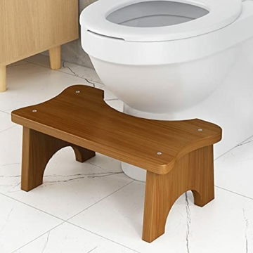 POHOVE Bambus Toilettenhocker Hocker, Erwachsenen-Badehocker, stabiler und bequemer Kackhaufenhocker, Kniebeugen-Toilettenhocker für Erwachsene und Kinder, 17,8 cm Höhe, Squat Hocker (hellbraun) - 1