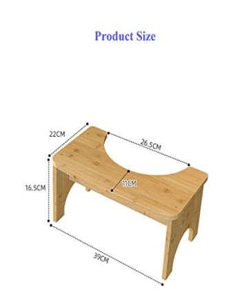 RayLove Physiologischer Toilettenhocker aus Bambus – WC-Trittbrett aus Holz – 35 Grad strapazierfähiger C-förmiger Hocker - 3