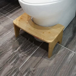 RayLove Physiologischer Toilettenhocker aus Bambus – WC-Trittbrett aus Holz – 35 Grad strapazierfähiger C-förmiger Hocker - 1