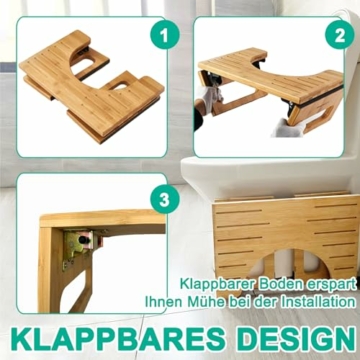 RWUJILONG Toilettenhocker Klappbar, 100% Holz Klohocker, Toiletten Hocker Erwachsene, Tritthocker, Wc Hocker Erwachsene, Bambus Hocker Toilette für Kinder und Erwachsene (EIN Jahr Garantie) - 3