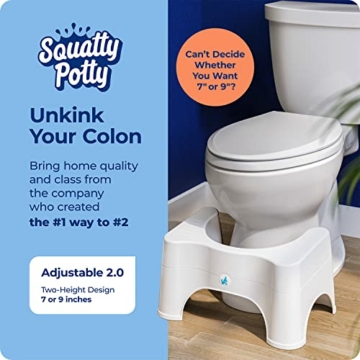 Squatty Potty Original 7-Zoll & 9-Zoll Einstellbar Höhe Badezimmer Toilette Schemel, Weiß - 2