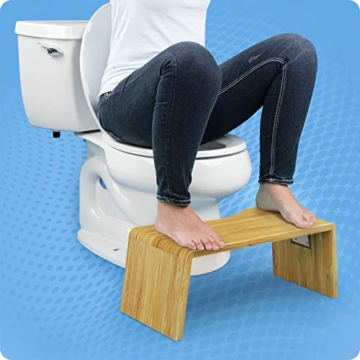 Squatty Potty Oslo Falten Bambus Toilette Hocker - 7-Zoll zusammenklappbar Badezimmer Hocker zum Erwachsene und Kinder, Braun - 11