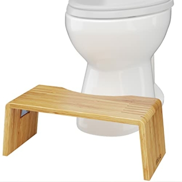 Squatty Potty Oslo Falten Bambus Toilette Hocker - 7-Zoll zusammenklappbar Badezimmer Hocker zum Erwachsene und Kinder, Braun - 14