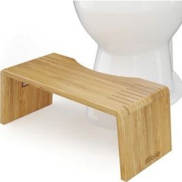 Squatty Potty Oslo Falten Bambus Toilette Hocker - 7-Zoll zusammenklappbar Badezimmer Hocker zum Erwachsene und Kinder, Braun - 1