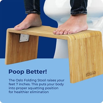 Squatty Potty Oslo Falten Bambus Toilette Hocker - 7-Zoll zusammenklappbar Badezimmer Hocker zum Erwachsene und Kinder, Braun - 4