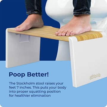 Squatty Potty Stockholm Falten Bambus Toilette Hocker, 7-Zoll Collapsible, Braun und Weiß - 4
