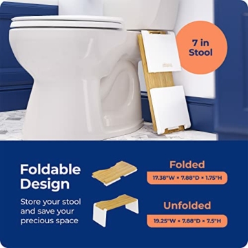 Squatty Potty Stockholm Falten Bambus Toilette Hocker, 7-Zoll Collapsible, Braun und Weiß - 7