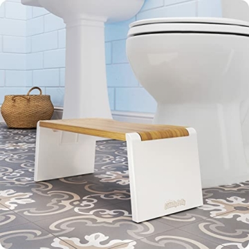 Squatty Potty Stockholm Falten Bambus Toilette Hocker, 7-Zoll Collapsible, Braun und Weiß - 9