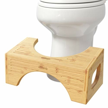 Squatty Potty The Original Toilettenhocker – Bambusklappe, 17,8 cm und 22,9 cm Höhe, zwei Größen in einem - 1