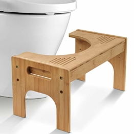 Todeco Toilettenhocker Bambus, Höhenverstellbarer Tritthocker 17-24cm, Rutschfester WC Hocker für Erwachsene & Kinder, Toilettenhilfe für Badezimmer, Naturfarbe - 1