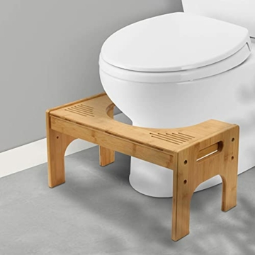 Todeco Toilettenhocker Bambus, Höhenverstellbarer Tritthocker 17-24cm, Rutschfester WC Hocker für Erwachsene & Kinder, Toilettenhilfe für Badezimmer, Naturfarbe - 7
