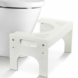 Todeco Toilettenhocker Bambus, Höhenverstellbarer Tritthocker 17-24cm, Rutschfester WC Hocker für Erwachsene & Kinder, Toilettenhilfe für Badezimmer, Weiß - 1
