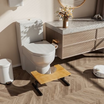 Toilettenhocker aus Bambus für Badezimmer, verstellbare Höhen und Winkel, Kot-Hocker für Erwachsene und Kinder - 6