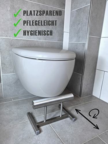 Toilettenhocker aus Edelstahl von Namor | Klohocker | Hocker für WC Bad | Made in Germany (30 cm Breite - Fußablage) - 3