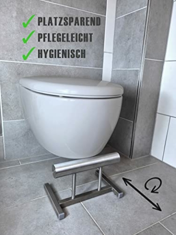 Toilettenhocker aus Edelstahl von Namor | Klohocker | Hocker für WC Bad | Made in Germany (40 cm Breite - Fußablage) - 3