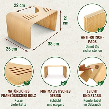 Toilettenhocker aus Holz - Made in France - Physiologische Klohocker für natürliches Hocken auf der Toilette - ärztlich empfohlene Fußstütze - 3