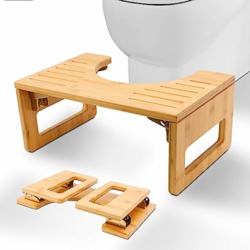 Toilettenhocker Erwachsene-Bambus Squatty Potty-Toiletten Hocker klappbar-Klohocker Erwachsene-Medizinischer Toilettenhocker Holz-WC Hocker Toilette Erwachsene-Tritthocker klappbar- Badezimmerhocker - 1