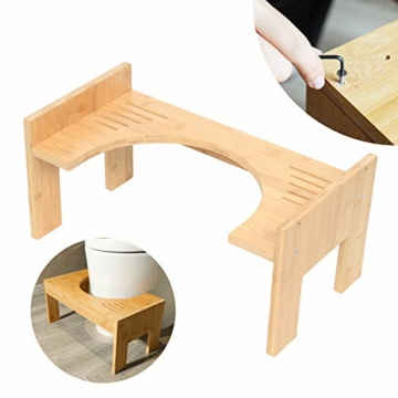 Toilettenhocker Holz klohocker Erwachsene toilettenhocker aus Bambus WC Hocker Squatty Potty Holz Höhenverstellbar für gegen Hämorrhoiden Verstopfung Blähungen - 3