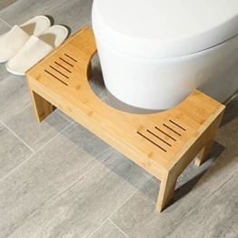 Toilettenhocker Holz klohocker Erwachsene toilettenhocker aus Bambus WC Hocker Squatty Potty Holz Höhenverstellbar für gegen Hämorrhoiden Verstopfung Blähungen - 1