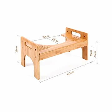 uyoyous Toilettenhocker Holz Klohocker Bambus Squatty Potty Holz Höhenverstellbar für gegen Hämorrhoiden Verstopfung Blähungen (Ältere Menschen Kinder Schwangere) 45,5cm × 28cm × 24,5cm - 2