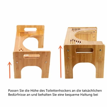 uyoyous Toilettenhocker Holz Klohocker Bambus Squatty Potty Holz Höhenverstellbar für gegen Hämorrhoiden Verstopfung Blähungen (Ältere Menschen Kinder Schwangere) 45,5cm × 28cm × 24,5cm - 3