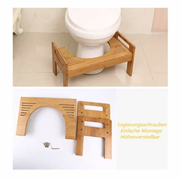 uyoyous Toilettenhocker Holz Klohocker Bambus Squatty Potty Holz Höhenverstellbar für gegen Hämorrhoiden Verstopfung Blähungen (Ältere Menschen Kinder Schwangere) 45,5cm × 28cm × 24,5cm - 5