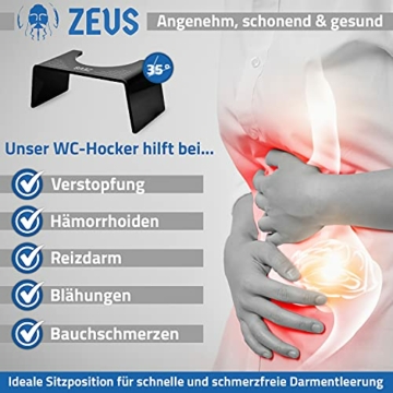 ZEUS® Thron Toilettenhocker - schöner medizinische WC Fußhocker - eleganter Tritthocker zur Verbesserung der Darmgesundheit (Premium Black) - 6