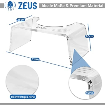 ZEUS® Thron Toilettenhocker - schöner medizinische WC Fußhocker - eleganter Tritthocker zur Verbesserung der Darmgesundheit (ROYAL transparent) - 3